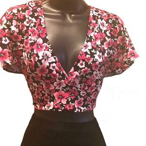 DIVIDED by H&M | FLORAL PATTERN CROP TOP | Size S